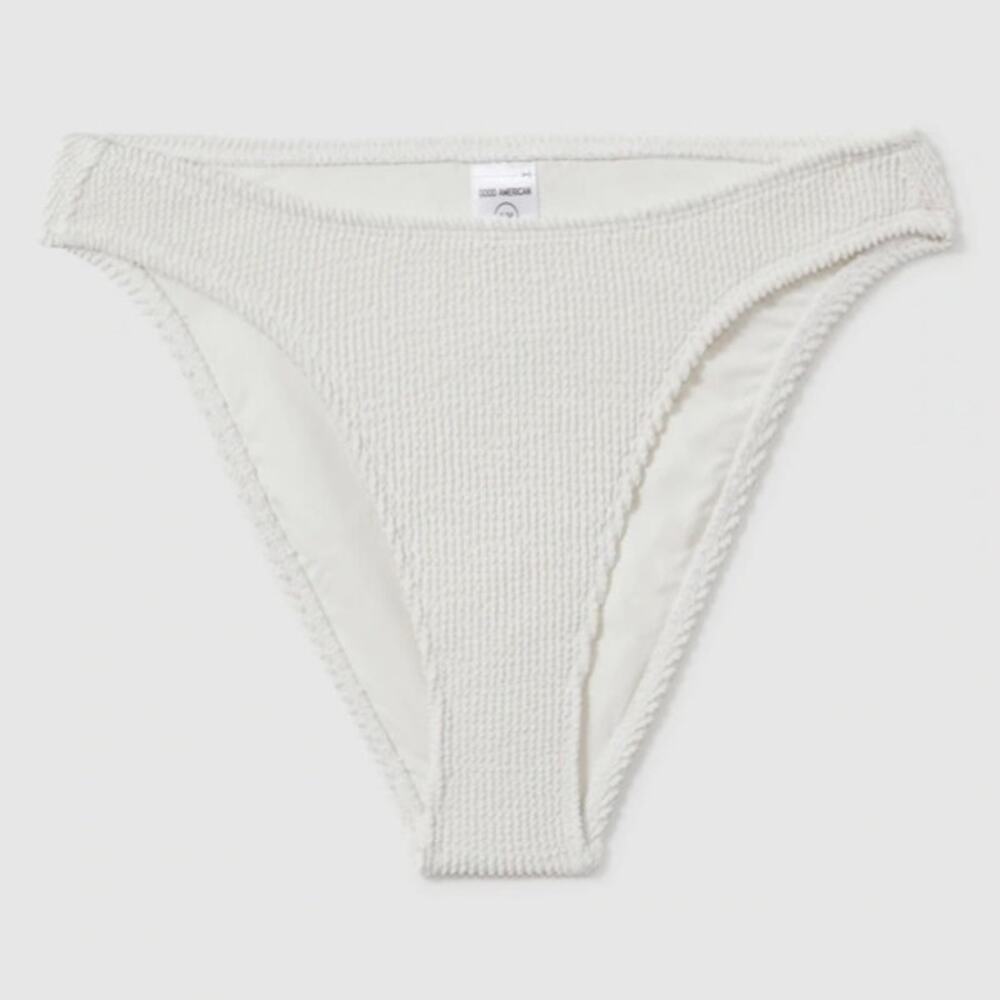 Good American Always Fits Textured Bikini Bottom Cloud White S/M
